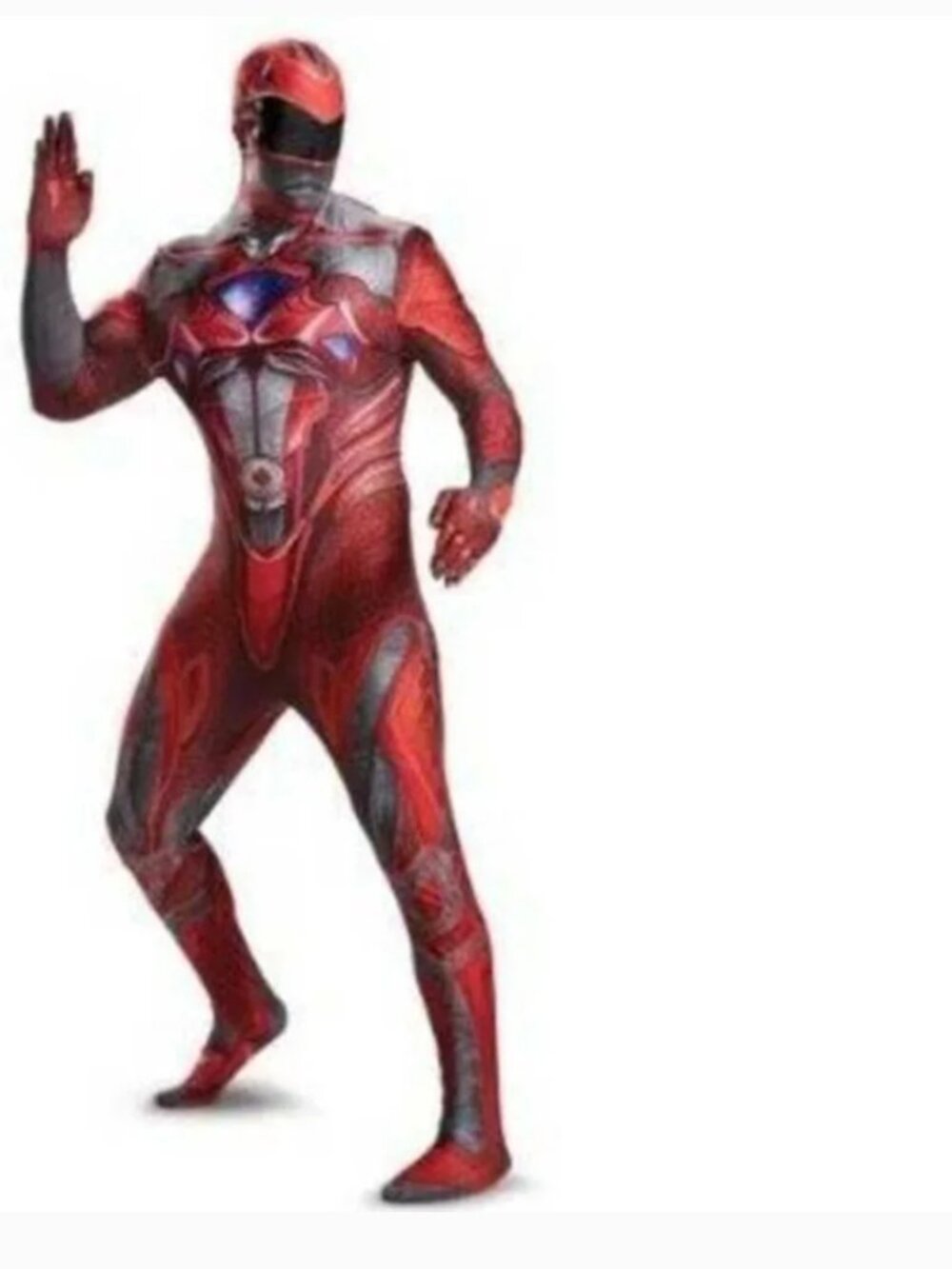 Power Ranger Halloween Costume 2XL Red Skin Bodysuit 1 Pc Party Mens Adult